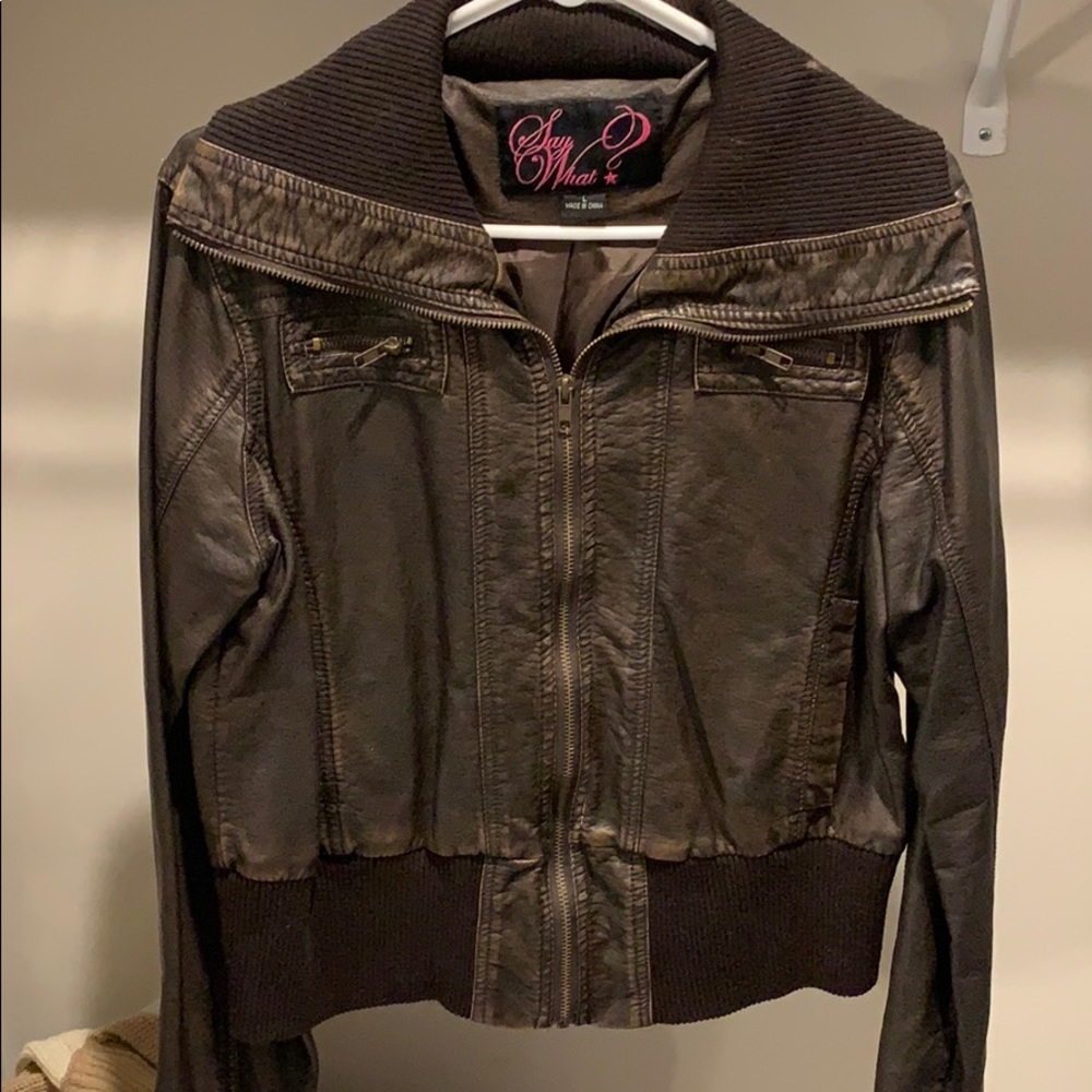 Brown bomber jacket